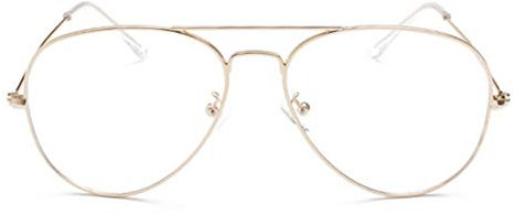 MIGOO Occhiali Blocca filtro Luce Blu in Metallo Retrò aviatore Occhiali Decorativo con Lenti Trasparenti per Uomo Donna