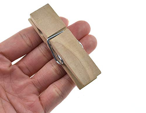 HAHIYO Wooden Clothes Pins Clothespins Extra Wide Do NOT Fall Apart 2.83 inches Length 11 Pack Sturdy Strong Springs No Rust No Discoloration for Laundry Craft Food Opened Bags
