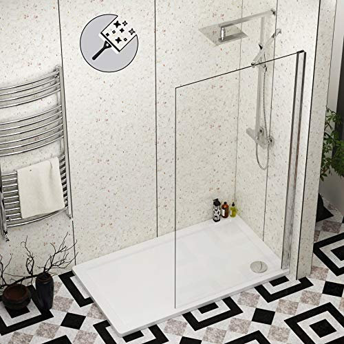 1200 x 800mm Walk in Shower Enclosure with Pearlstone Tray - 760mm Wet Room Shower Screen Easy Clean Glass