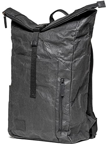 WETRAVELTHEWORLD.DE PaperFriend® Papier Rucksack 24L: Laptopfach 16 Zoll, Rucksack Damen & Herren, Vegan, Wasserabweisend, Robust & Reissfest, Seitentasche, Schwarz, Verbesserte Version 2025