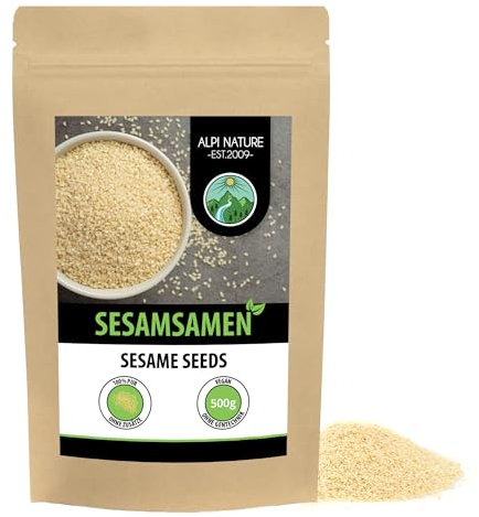 Alpi Nature White Sesame Seeds Peeled 500g 1.1 lb, Peeled White Sesame Seeds, Gluten Free