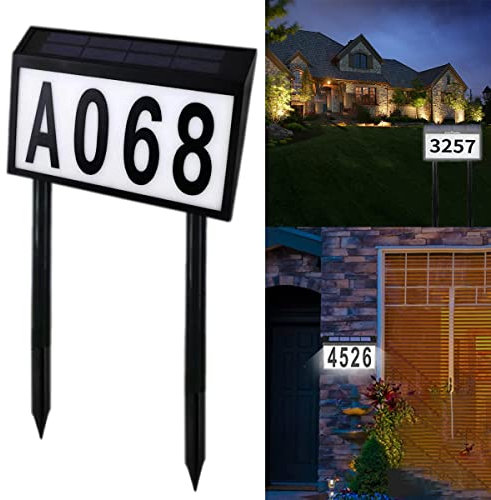 Deluisho Solar House Number Light House Number Light Illuminated Wall Mounted Street Sign Lights for Outdoor Use LED Number Address Displays House Number Free Defining