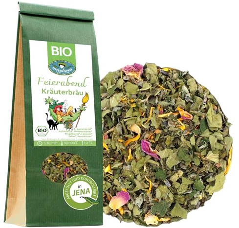 NEU: Bio Feierabend-Kräuterbräu (125g) Natürlicher Wohlfühl-Kräutertee mit Rosenblüten, Apfelminze, Himbeerblättern, Ringelblumen,. Natürlich sanfte Mischung für entspannte Momente von PeppermintMan