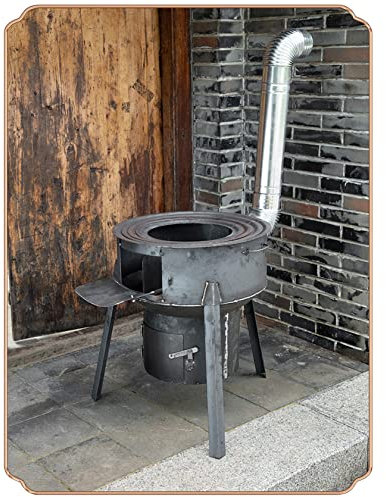 Estufa De Leña Portátil, Estufa De Cocina De Hierro Puro Sin Humo Para Interiores / Exteriores, Estufa De Calefacción Rural, Adecuada Para Carbón, Madera, Paja De Cultivo, Pellets De Biomasa,63CM