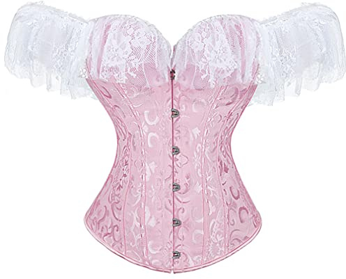Grebrafan Corset Top Gotico Mujer Corsés y Bustiers con Mangas | Pirate Corset Woman