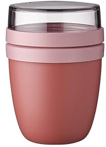 Mepal - Fiambrera Ellipse Mini - Práctico Vaso para Yogur y Muesli - Compartimentos separados para Porta Alimentos - Apto para Congelador, Microondas y Lavavajillas - 300 ml + 120 ml - Vivid Mauve