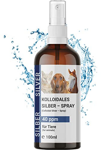 BMUT 1 x 100 ml Colloidal Silver Spray for Pets - Dog, Cat, Horse - Wound Spray - Anti-Itching - Mites - 40 ppm