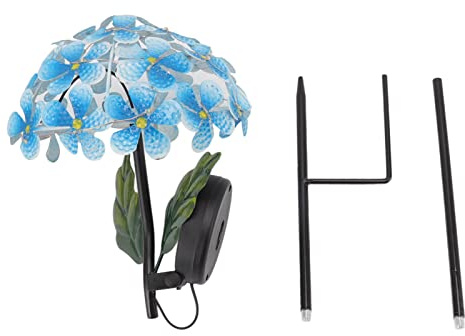 Tyenaza Luce Solare per Ortensia, 26 LED Lampada da Palo per Fiori All'aperto in Ferro Realistico Decorativo per Prato del Portico del Giardino(Blu)