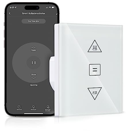 HEUXGIR Smart Rolladen Zeitschaltuhr,Wlan Roller Shutter Switch mit steuerbarer LED,Kompatibel mit Alexa/Google Home/Smart Life App,Requires Zero Conductor 1Pack