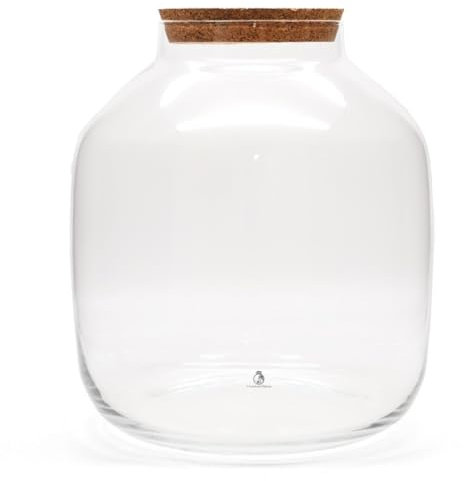 Extra Large Terrarium Glass Jar with Cork Lid, H: 38cm - Closed Terrarium Container for Indoor Garden, Big Glass Jars for Plants, Terrarium Glass (with Standard Lid, Glass Only)
