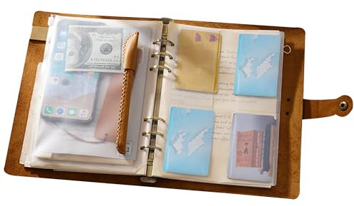 KISSKI·H Olvido Personalisierbar A7 Notizbuch Leder, Klein Nachfüllbar Tagebuch Ordner, 6 Ringbuch Reisetagebücher Taschennotizbuch, Gravierte Geschenke für Damen/Herren, Customized, Braun