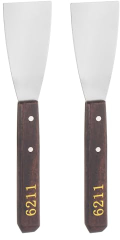 QUARKZMAN 2 Unidades de Espátulas para Paleta de Pintura No.6211 de Acero Inoxidable, Espátula Plana Grande con Mango de Madera para Mezclar y Extender Pintura al Óleo