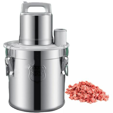PLABNK 16L Large Capacity Meat Grinder, Commercial Garlic Machine,1800W Meat Mincer Grinder, Food Processors with 2 Blades,Silver