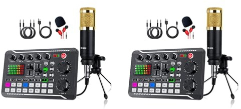 Janasiba 2X F998 BM800 set bärbar ljudkortsset, kondensatormikrofonset, live-ljudkort