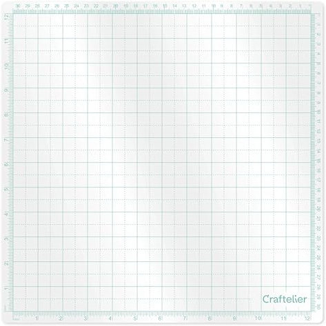 Craftelier - Tapis translucide multi-usages à faible adhérence avec grille d'alignement | Ne convient pas comme base de coupe | Taille totale env. 30,5 x 30,5 cm - Transparent