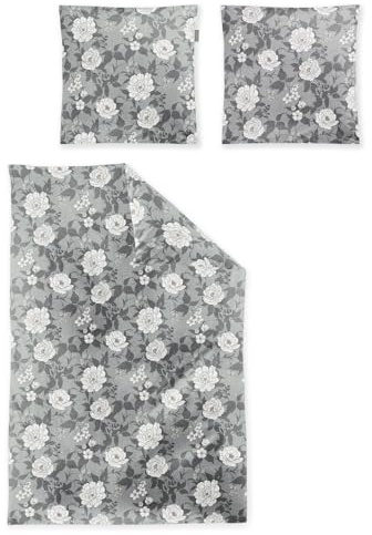 Irisette Feinbiber-Bettwäsche Meran 8531, Grau 11, 1 Bettbezug 135x200 cm und 1 Kissenbezug 80x80 cm