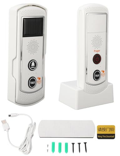 Brilluxa Sonnette sans fil solaire, Interphone audio bidirectionnel, Sonnette multifonctionnelle étanche anti-interférences avec volume réglable, Portée 2000m
