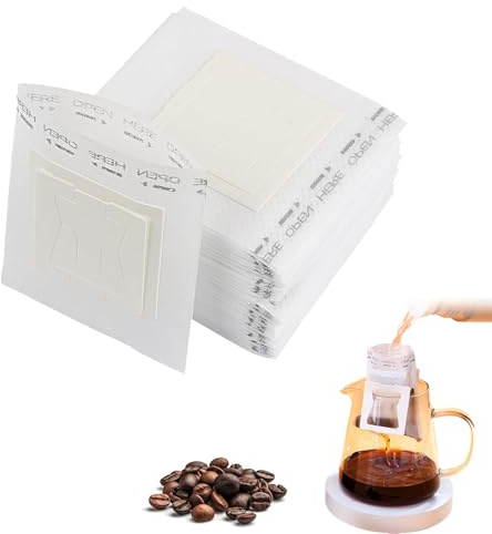 Kaffee Filter,30 Stück Drip Coffee Bag,Tragbare Kaffee Papier | Kaffeefilter Camping,Hängende Ohrtropf Kaffeebeutel für Meisten Tassen,Klappbar für Zuhause,Reisen,Camping,Büro(Weiß)