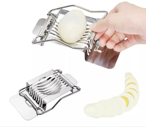 Boiled Egg Slicer, Stainless Steel Heavy Duty Egg Cutter for Slicing Eggs, Cheese, Strawberries, Mushroom and Bananas, Metal Egg Segment Slicer