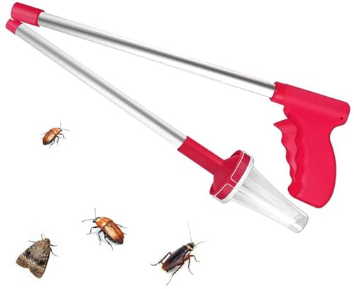 MisFun Acchiappa Ragni, Cattura Insetti Spider Catcher Extra Lunga, Afferra Ragni con Manico Lungo, Raccolta Ragni, Cattura Ragni Tenuti a Mano, Acchiappa Ragni Telescopico (Rosa Rossa)