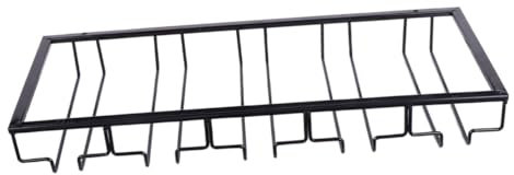 COLLBATH Porta Bicchieri Vino Sospeso in Ferro Nero 5 Slot Supporto Elegante Per Calici Da Bar e Casa Organizer Pratico e Compatto Per Bancone e Parete