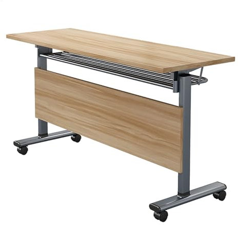 Mobiler klappbarer Konferenztisch mit leisen Rädern, moderner Klapptisch, Schulungsseminar-Schreibtisch für Büro, Empfang, Klassenzimmer und Konferenzraum, 120 x 60 x 75 cm