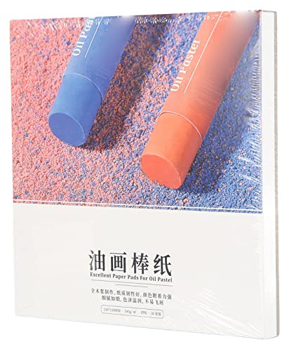 Masyrt Papel artístico de pulpa de madera pura para pintura al óleo pastel, fuerte adherencia, fácil de colorear, cuaderno de bocetos brillante al tacto para medios mixtos (15 x 15 cm)