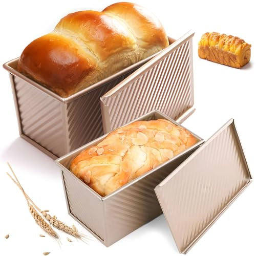 DUBUOZA Stampo Pane in Cassetta 2 pezzi Stampo per Pagnotta con Coperchio Stampo per Toast per Fare i Toast,Pane e Torte