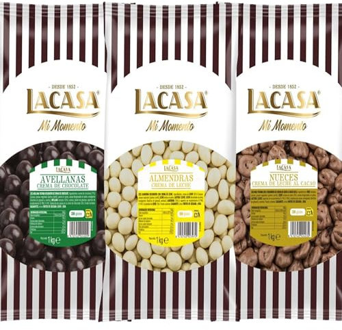 Lacasa Mi Momento pack 3kg bolas:Almendra con chocolate Blanco,Avellana con chocolate Negro,Nuez con chocolate con Leche