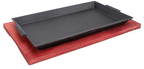 GRIRIW 1pc Non-Stick Frying Pan for Teppanyaki and Barbecue Cooking for Beef Steak Sausages and Vegetables Compatible Induction Cookers and Ovens