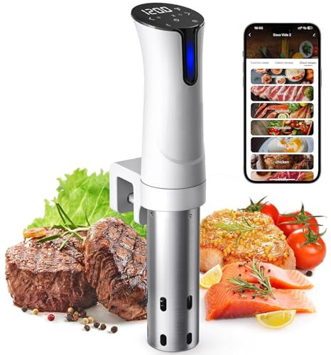 GTHTUHFD Sous Vide Machine, 1100W Sous Vide Cooker with LED Touch Screen & Timer, Temperature and Time Display Control, Ultra-Quiet Fast-Heating and Easy To Store Perfect for,White