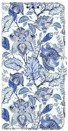 Funda para Motorola Moto E13, Motorola Moto E13 Funda Móvil Funda Protectora con Tarjetero, Motorola Moto E13 Bolso, Funda de Piel Folio Flip Phone Case Funda Móvil Funda Plegable Flor Azul