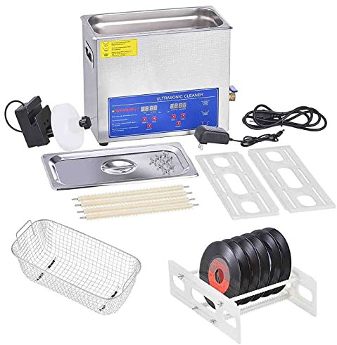 FLNOZAMZ Ultrasonic Cleaner 6L Ultrasonic Vinyl Cleaner 7-12 Inch 8 Records Ultrasonic Vinyl Cleaning Machine 180W Ultrasonic Records Cleaner