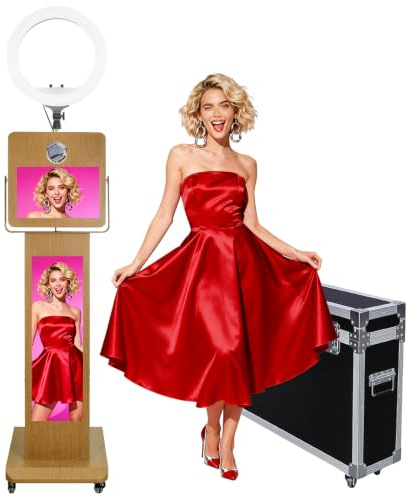 WideMeet Cabine photo portable avec écran tactile de 15,6, cabine photo LCD de 29, emballage de valise, appareil photo reflex numérique pour fête de mariage, location d'événements (machine de