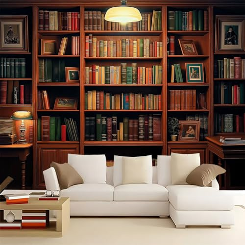 WHUOEUCO Papier Peint Panoramique Bibliothèque Livres 200x140 cm Murale Intissé Moderne, Papier Peint Personnalisé 3D, Décoration Murale pour Salon Chambre Salle à Manger