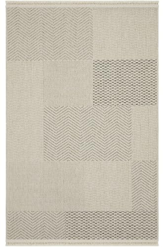 HanSom Rugs Tapis patchwork beige et gris à poils doux pour chambre à coucher et salon en taille moyenne 160 × 250 cm