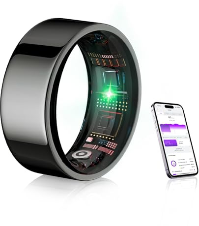 IUHFSIFS Smart Ring 5.Gen【Branchen Nr.1 – 0 Messfehler】& Sportspezifisch Smartring für Damen Herren Schlafen, Herzfrequenz, SpO2, 200 Modi für Android IOS Schwarz 8#