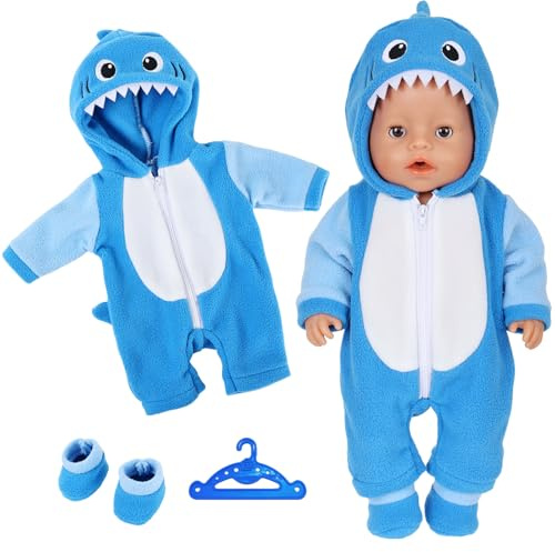 Babydockkläder för 35–43 cm docka, babydockor tillbehör för 35–43 cm dockor, söt overall, strumpor, söta hängare, hängare, underbar present till barn (blå 2)