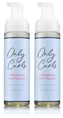 Only Curls Curl Mousse Duo, Curly Hair Product, Curl Volumiser & Control, Protein Rich, Lightweight Styling Foam, Conditioned, Defined, Frizz-Free Curls, For All Curly Hair Types, 200ml x2