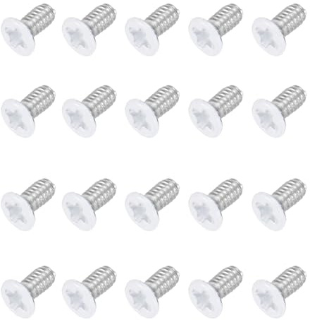 QUARKZMAN Lot De 20 Vis À Tête Fraisée Plate M2 x 4mm 304 Blanc | Acier Inoxydable, Filetage Complet, Entraînement Cruciforme Phillips Pour Assemblage Meubles Appareils Électriques
