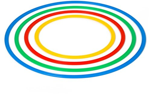 Sport-Thieme Gymnastikreifen Set Flach | Flache Reifen für Koordinations- und Konzentrationsübungen | 4 Stück | Kunststoff | Ø 40 50 68 cm | Training Parcours Fitness