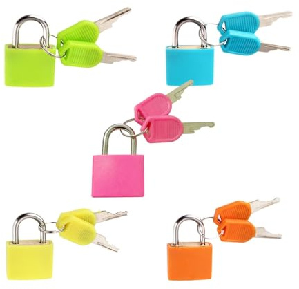 5PCS Suitcase Locks with Keys, Metal Luggage Padlocks, Multicolor Mini Padlock for Suitcase, Practical Travel Lock for Luggage for Backpack, Laptop Bag & Boxes