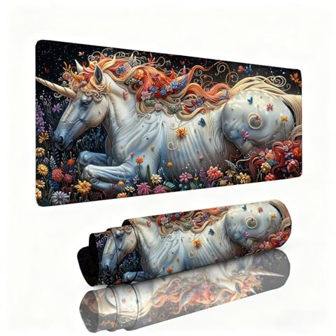 Alfombrilla Ratón Caballo Alfombrilla Escritorio 600x300x3mm Crisantemo Mouse Pad con Base de Goma Antideslizante, Mejora la Precisión y la Velocidad, Sujeción Estable en Superficies, Regalos 0B-287