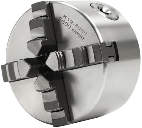 KKVUIIFF 4 bakning vridchuck, bakfoder, 80/100/125 mm självcentrerande roterande chuck, hög precision, fyrkäksfoder för svarv (80 mm)