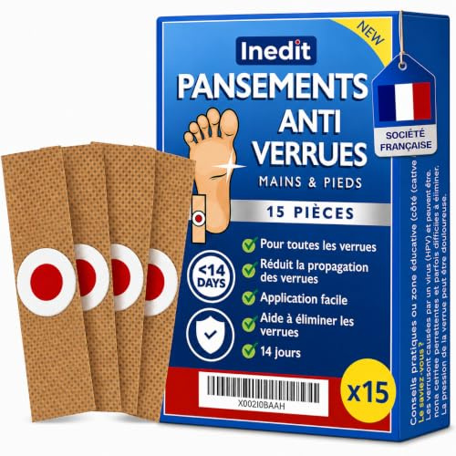 Pansement Verrue Plantaire - 15 Pièces - Anti Verrue [Société Française] | Traitement Verrues Resistantes Pieds & Mains – Pansements Coricides A l'acide salycilique (standard, 15, unité)