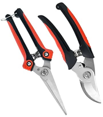 Tnfeeon Floral Shears Garden Pruning Scissors, 2 Pack Stainless Steel Blades Labor for Pruning Trees Roses Bonsai and Vegetable Gardening