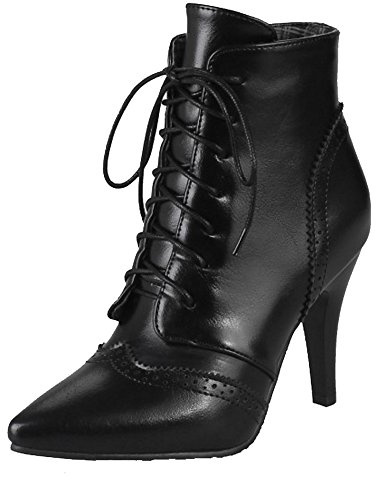 CUTEHEELS Women Boots with Thin Heel and Pointed Toe Lace Up Ankle Boots with 7-Colors Avaialble