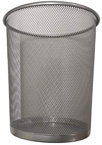 DIVCHI Runder Drahtgeflecht-Papierkorb, Mülleimer, für Badezimmer, Küche, Heimbüro, Schlafsaal Abfallkorb aus Netzgewebe silber