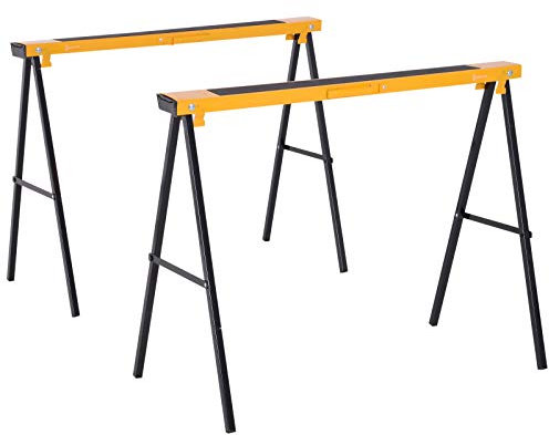 DURHAND Set 2 Pezzi Cavalletti da Lavoro Pieghevoli e Portatili, Piano di Lavoro in Gomma Antiscivolo, Carico Max. 250kg