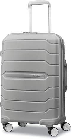 Samsonite Freeform Large Checked Luggage with Dual 360° Spinner Wheels - TSA Lock, Airline-Approved - Lightweight Durable Polypropylene Expandable Hardshell - Light Grey